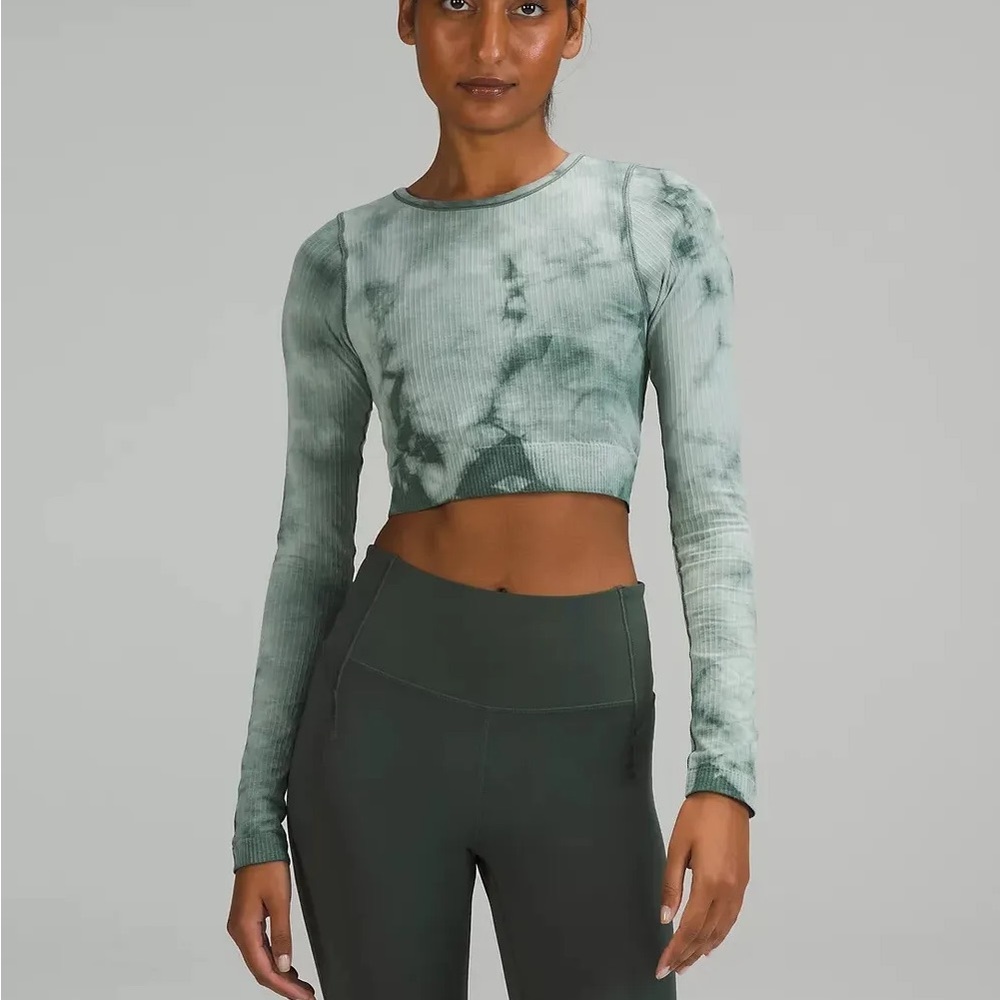 Lululemon - Ebb to Street Long Sleeve Shirt Tie Dye Teal Green - 8